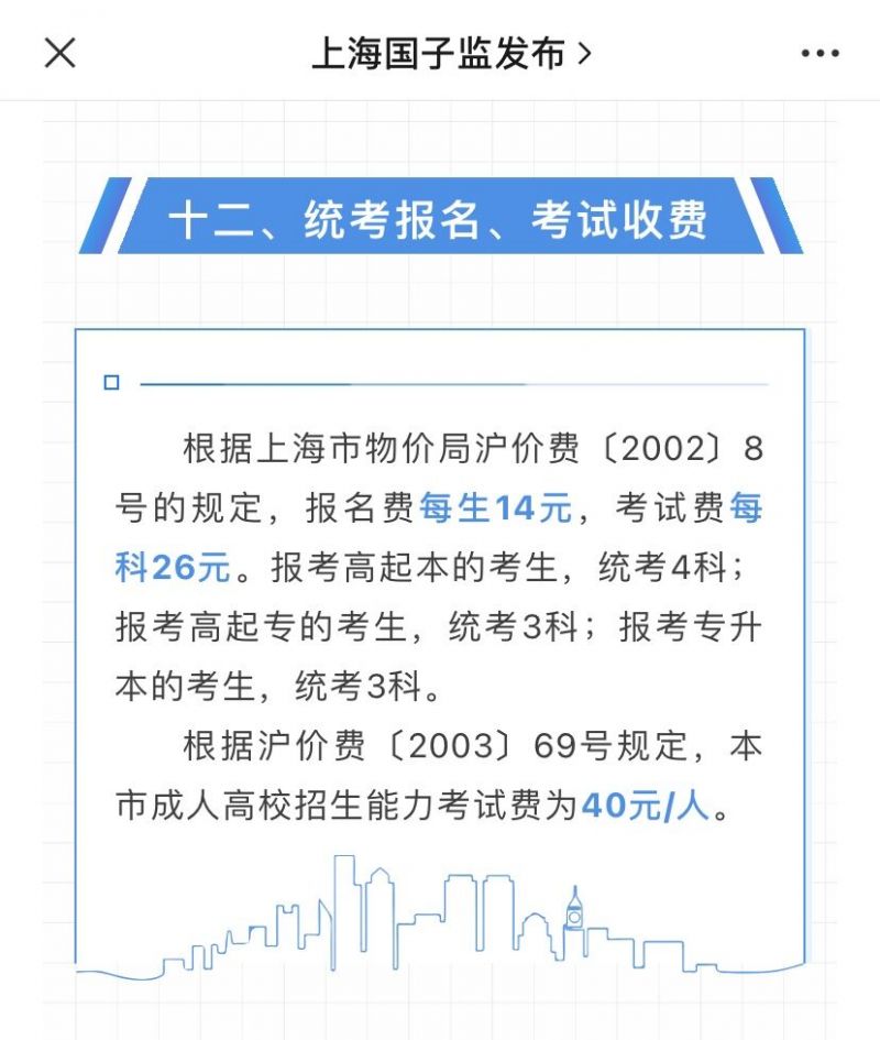 2024上海成人高考报名费是多少?报名费贵不贵?